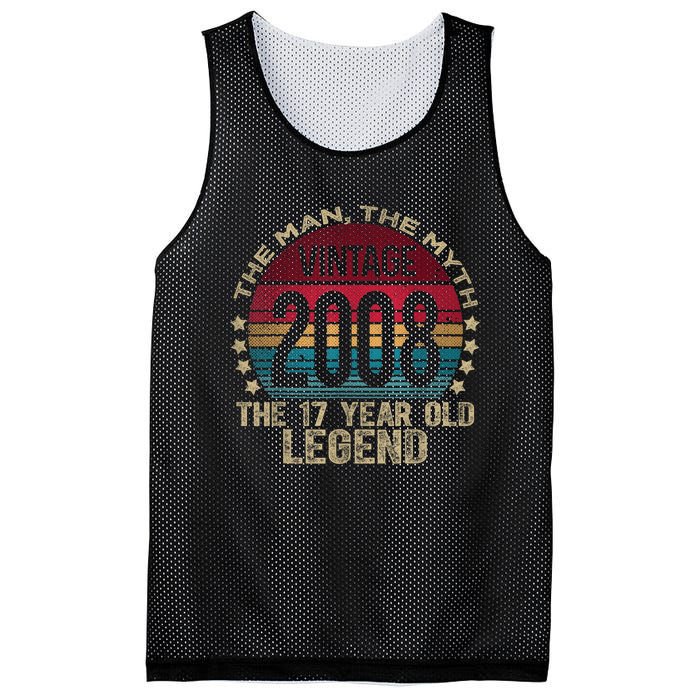 17 Year Old Gifts Vintage 2008 Limited Edition 17th Birthday Mesh Reversible Basketball Jersey Tank