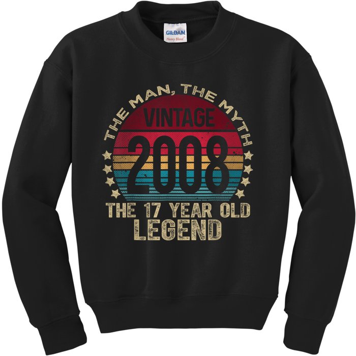 17 Year Old Gifts Vintage 2008 Limited Edition 17th Birthday Kids Sweatshirt