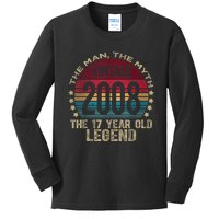 17 Year Old Gifts Vintage 2008 Limited Edition 17th Birthday Kids Long Sleeve Shirt