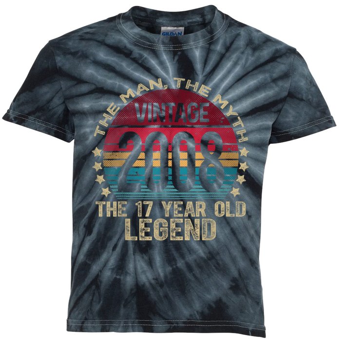 17 Year Old Gifts Vintage 2008 Limited Edition 17th Birthday Kids Tie-Dye T-Shirt