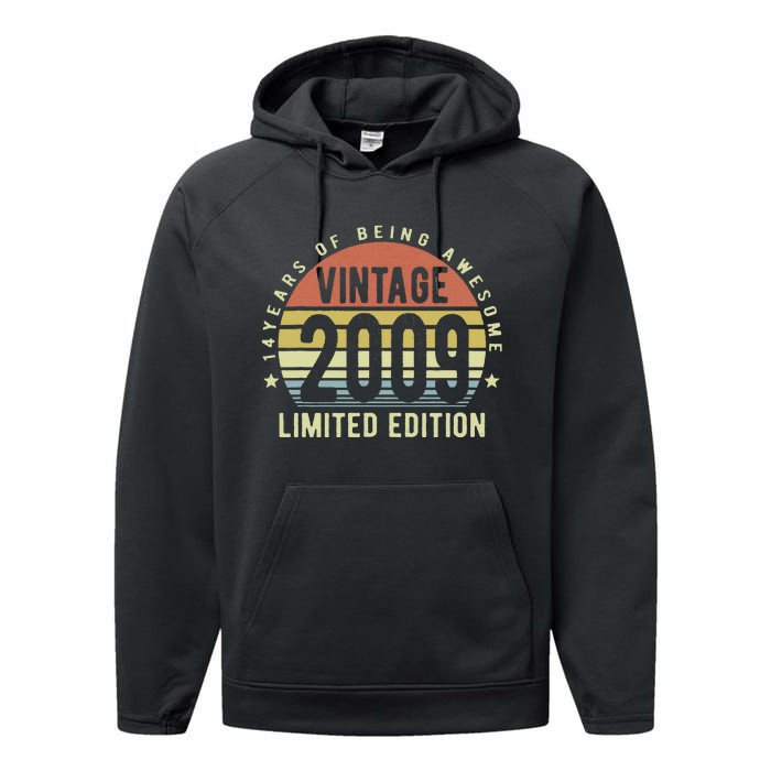 14 Year Old Gifts Vintage 2009 Limited Edition 14th Birthday Performance Fleece Hoodie