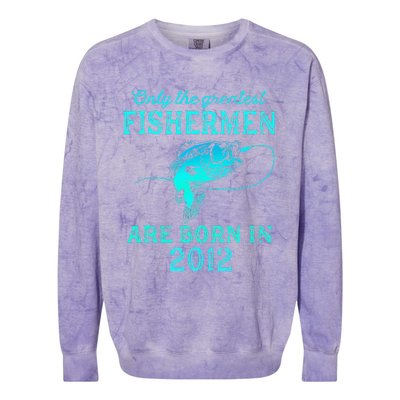 11 Years Old Fisherman Born In 2012 11th Birthday Colorblast Crewneck Sweatshirt