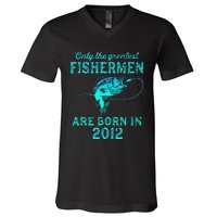 11 Years Old Fisherman Born In 2012 11th Birthday V-Neck T-Shirt