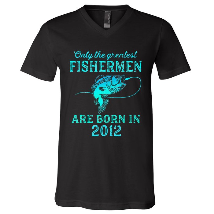 11 Years Old Fisherman Born In 2012 11th Birthday V-Neck T-Shirt