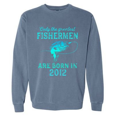 11 Years Old Fisherman Born In 2012 11th Birthday Garment-Dyed Sweatshirt