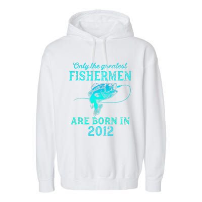 11 Years Old Fisherman Born In 2012 11th Birthday Garment-Dyed Fleece Hoodie