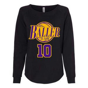 10 Years Old Birthday Basketball Baller Purple And Yellow Womens California Wash Sweatshirt