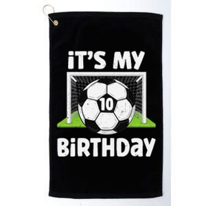 10 Years Old Soccer 10th Birthday Player Bday Party Platinum Collection Golf Towel