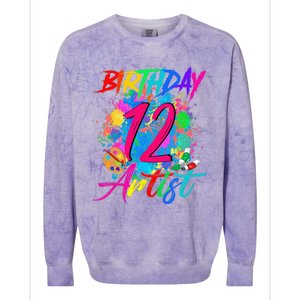 12 Years Old 12th Birthday Art Painting Bday Party Artist Colorblast Crewneck Sweatshirt