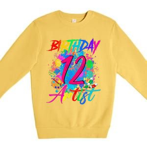 12 Years Old 12th Birthday Art Painting Bday Party Artist Premium Crewneck Sweatshirt