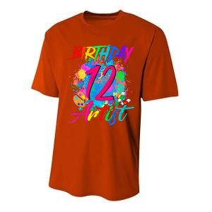 12 Years Old 12th Birthday Art Painting Bday Party Artist Performance Sprint T-Shirt