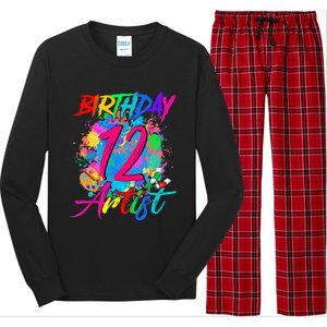 12 Years Old 12th Birthday Art Painting Bday Party Artist Long Sleeve Pajama Set