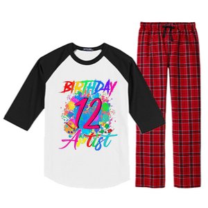 12 Years Old 12th Birthday Art Painting Bday Party Artist Raglan Sleeve Pajama Set