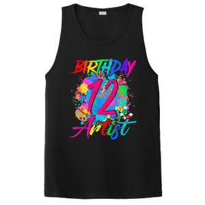 12 Years Old 12th Birthday Art Painting Bday Party Artist PosiCharge Competitor Tank