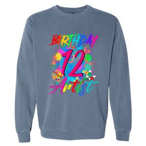 12 Years Old 12th Birthday Art Painting Bday Party Artist Garment-Dyed Sweatshirt