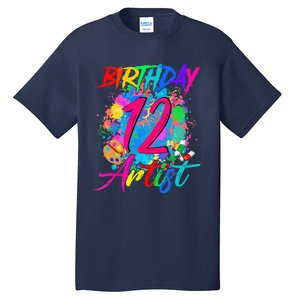 12 Years Old 12th Birthday Art Painting Bday Party Artist Tall T-Shirt