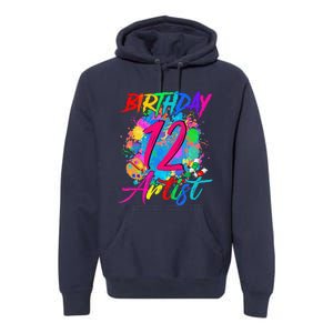 12 Years Old 12th Birthday Art Painting Bday Party Artist Premium Hoodie