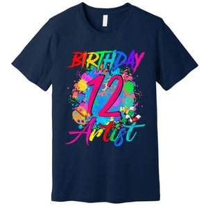 12 Years Old 12th Birthday Art Painting Bday Party Artist Premium T-Shirt