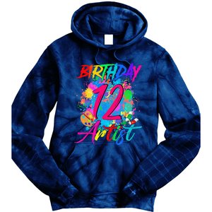 12 Years Old 12th Birthday Art Painting Bday Party Artist Tie Dye Hoodie