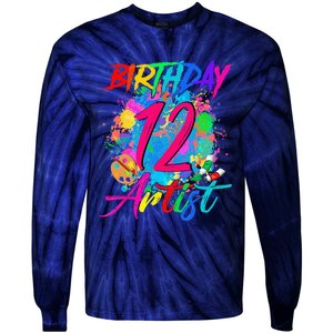 12 Years Old 12th Birthday Art Painting Bday Party Artist Tie-Dye Long Sleeve Shirt