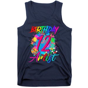 12 Years Old 12th Birthday Art Painting Bday Party Artist Tank Top