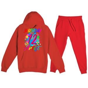 12 Years Old 12th Birthday Art Painting Bday Party Artist Premium Hooded Sweatsuit Set