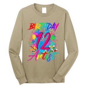 12 Years Old 12th Birthday Art Painting Bday Party Artist Long Sleeve Shirt