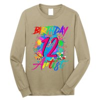 12 Years Old 12th Birthday Art Painting Bday Party Artist Long Sleeve Shirt