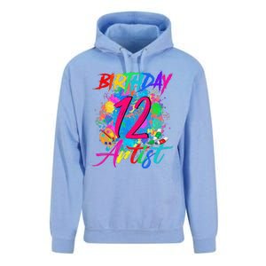 12 Years Old 12th Birthday Art Painting Bday Party Artist Unisex Surf Hoodie