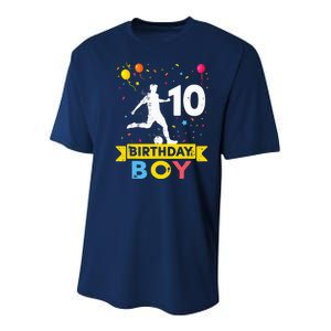 10 Year Old Birthday Soccer 10th Birthday Youth Performance Sprint T-Shirt