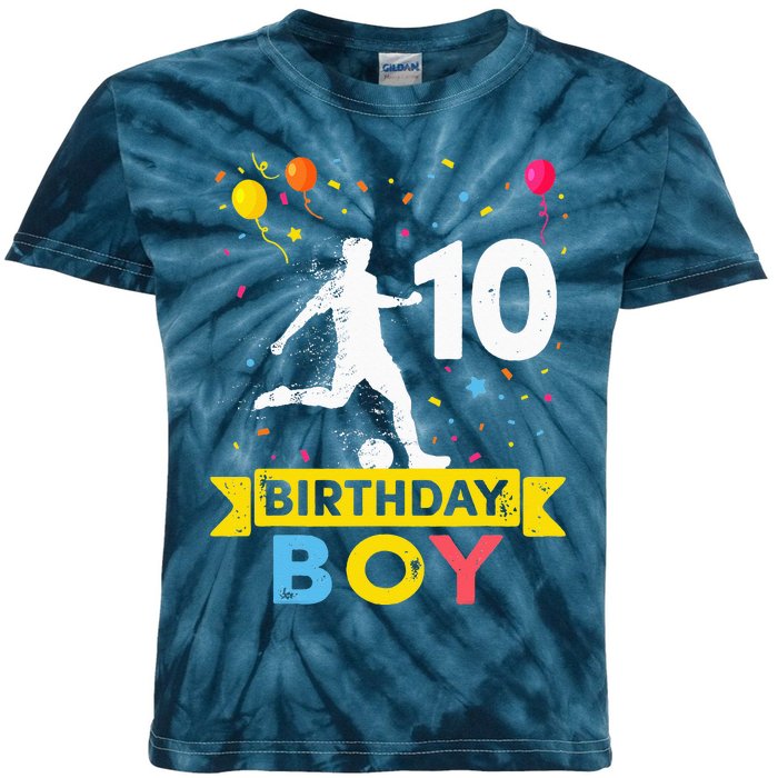 10 Year Old Birthday Soccer 10th Birthday Kids Tie-Dye T-Shirt