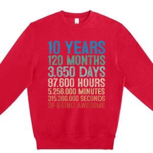 10 Year Old Gift Decorations 10th Bday Awesome 2013 Birthday Premium Crewneck Sweatshirt