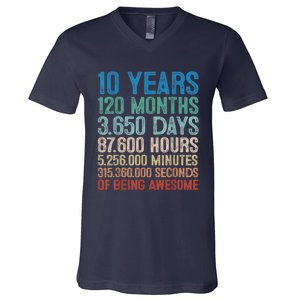 10 Year Old Gift Decorations 10th Bday Awesome 2013 Birthday V-Neck T-Shirt