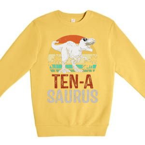 10 Years Old Dinosaur Trex Awesome Since 2013 Birthday Premium Crewneck Sweatshirt