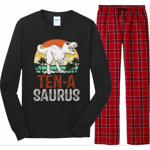 10 Years Old Dinosaur Trex Awesome Since 2013 Birthday Long Sleeve Pajama Set