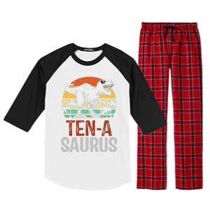 10 Years Old Dinosaur Trex Awesome Since 2013 Birthday Raglan Sleeve Pajama Set