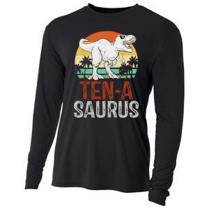 10 Years Old Dinosaur Trex Awesome Since 2013 Birthday Cooling Performance Long Sleeve Crew