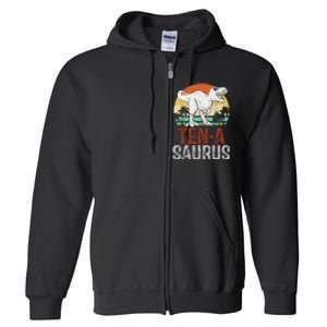 10 Years Old Dinosaur Trex Awesome Since 2013 Birthday Full Zip Hoodie