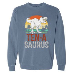 10 Years Old Dinosaur Trex Awesome Since 2013 Birthday Garment-Dyed Sweatshirt