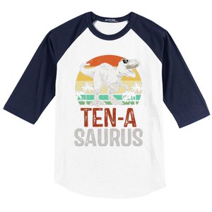 10 Years Old Dinosaur Trex Awesome Since 2013 Birthday Baseball Sleeve Shirt