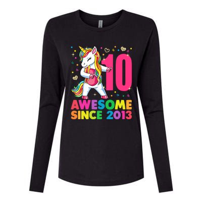 10 Years Old Unicorn Flossing 10th Birthday Girl Party Womens Cotton Relaxed Long Sleeve T-Shirt