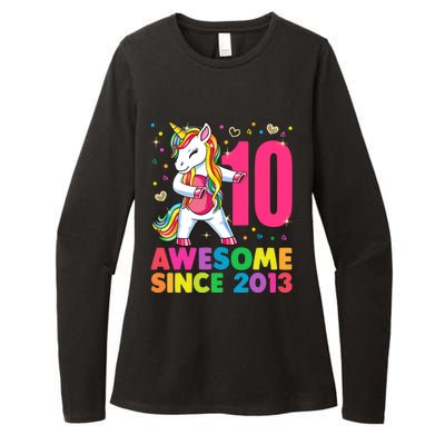 10 Years Old Unicorn Flossing 10th Birthday Girl Party Womens CVC Long Sleeve Shirt