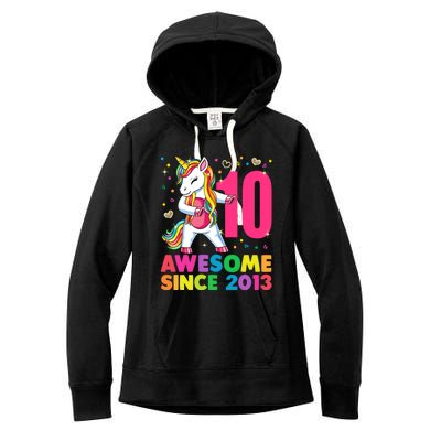 10 Years Old Unicorn Flossing 10th Birthday Girl Party Women's Fleece Hoodie