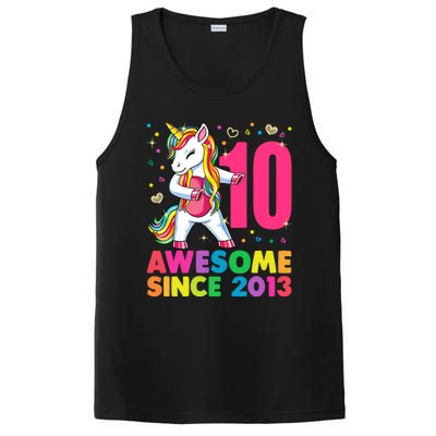 10 Years Old Unicorn Flossing 10th Birthday Girl Party PosiCharge Competitor Tank