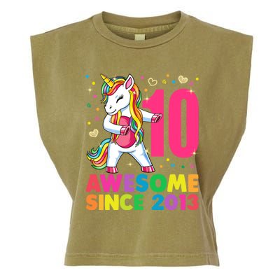 10 Years Old Unicorn Flossing 10th Birthday Girl Party Garment-Dyed Women's Muscle Tee