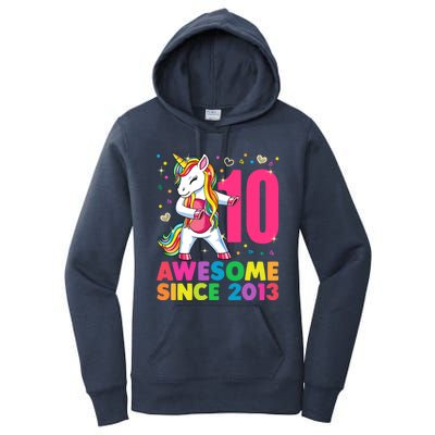 10 Years Old Unicorn Flossing 10th Birthday Girl Party Women's Pullover Hoodie