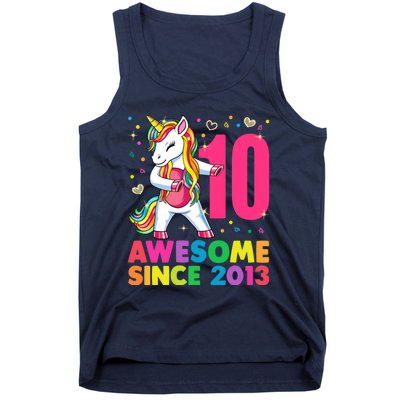 10 Years Old Unicorn Flossing 10th Birthday Girl Party Tank Top