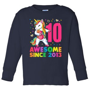 10 Years Old Unicorn Flossing 10th Birthday Girl Party Toddler Long Sleeve Shirt