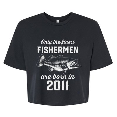 12 Year Old Fisherman Fishing 2011 12th Birthday Bella+Canvas Jersey Crop Tee