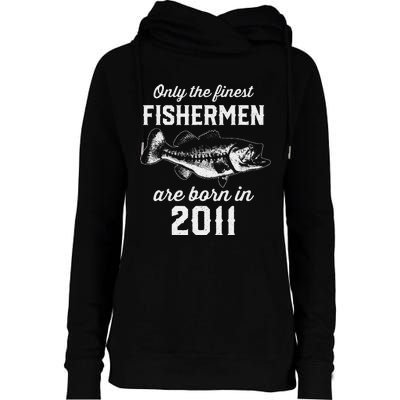 12 Year Old Fisherman Fishing 2011 12th Birthday Womens Funnel Neck Pullover Hood